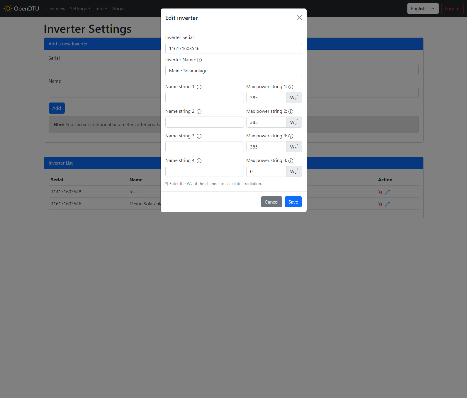 Inverter Settings